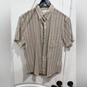 Billy Reid Beige and Blue Striped Casual Shirt